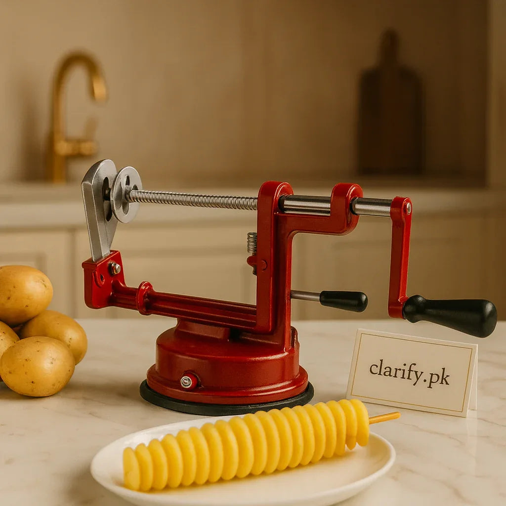 Spiral Potato cutter - Suction Base & Hand Crank - Clarify.pk