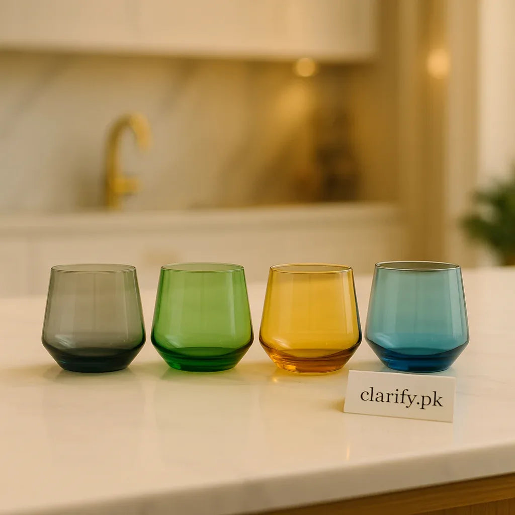Premium 4-Piece Drinking Glasses - Colorful - Clarify.pk