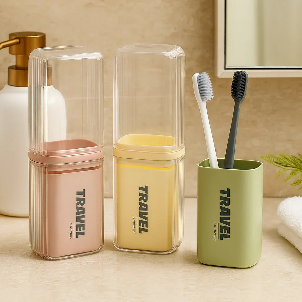 Acrylic Toothbrush Holder Box – Hygienic Bathroom Organizer (Random) - Clarify.pk