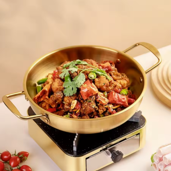 Stainless Steel Golden Cookware Pot – Heavy Duty - Trenducts.pk