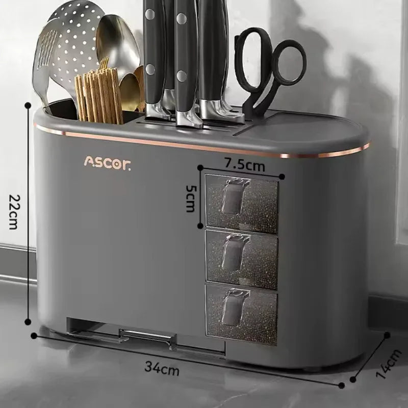Premium Kitchen Utensils Holder – 3-Drawer Organizer for Cutlery & Tools - Clarify.pk