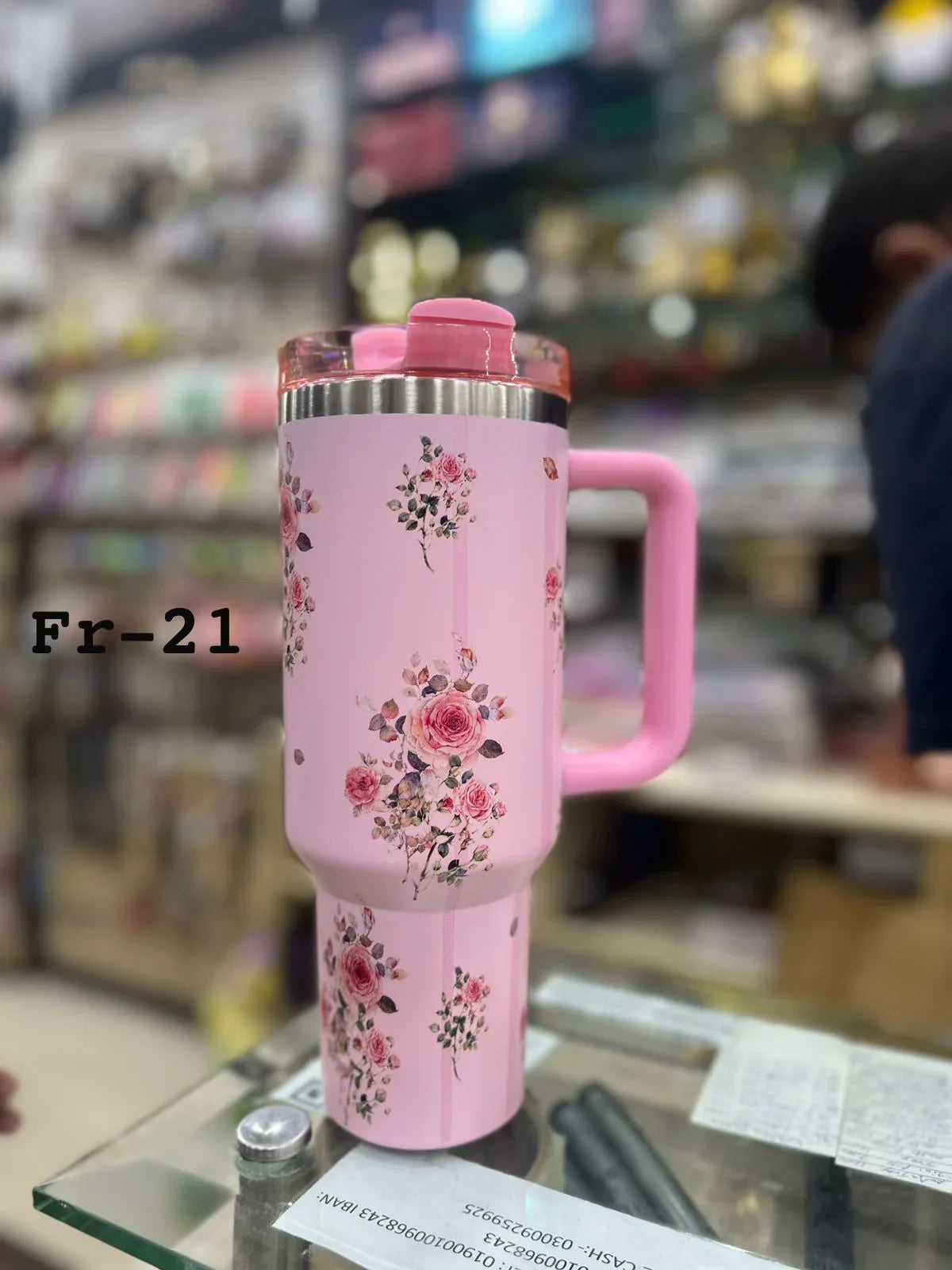 Premium Pink Rose Bouquet 40oz Tumbler With Handle – 1200ml - Clarify.pk