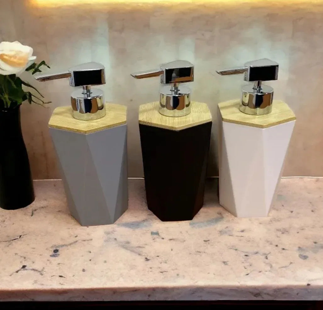 Luxury Liquid Soap Dispenser with Wooden Lid – Refillable Bottle - Clarify.pk