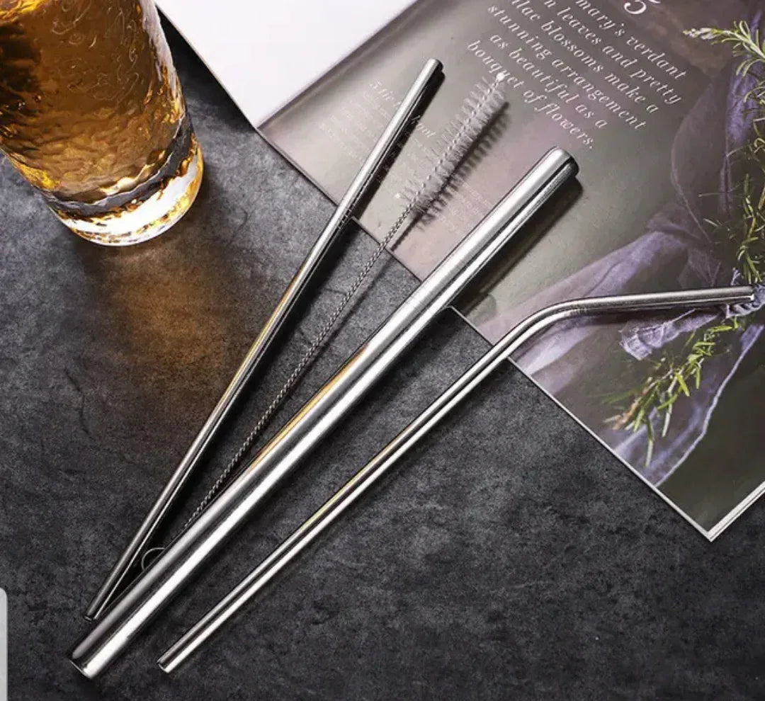 Metal Drinking Straw Set – Reusable Straws with Bag - Clarify.pk