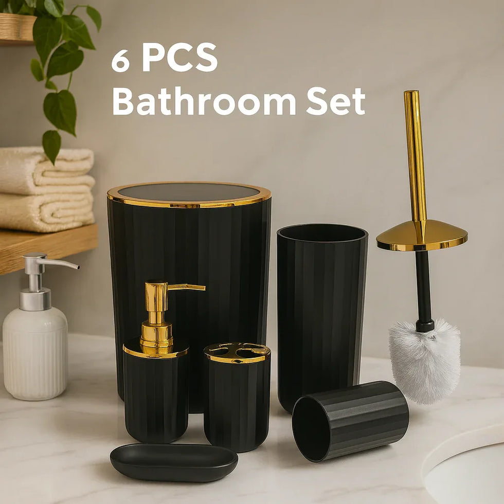 6-Piece Bathroom Accessory Set – Premium Plastic Bath Set for Modern Homes - Clarify.pk