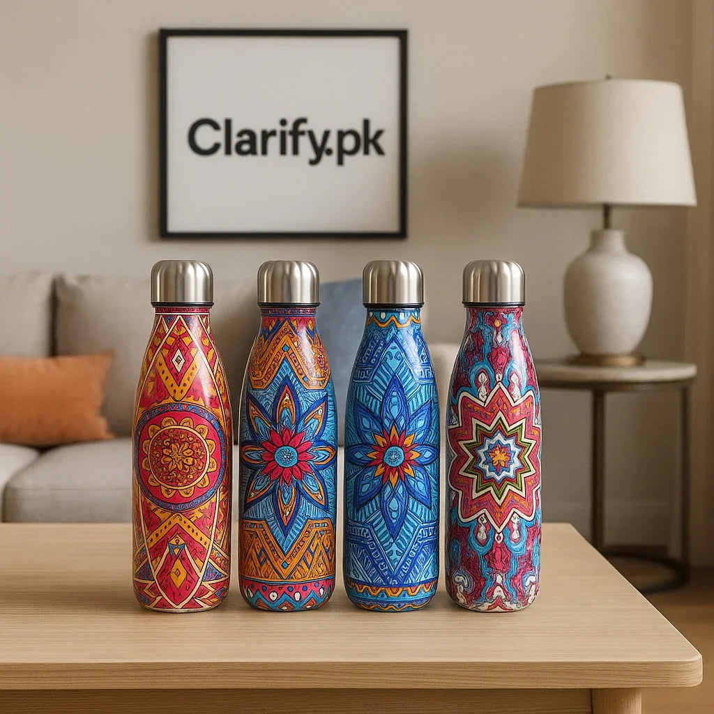 Premium Mandala Printed Steel Water Bottle – Hot & Cold (each) - Clarify.pk