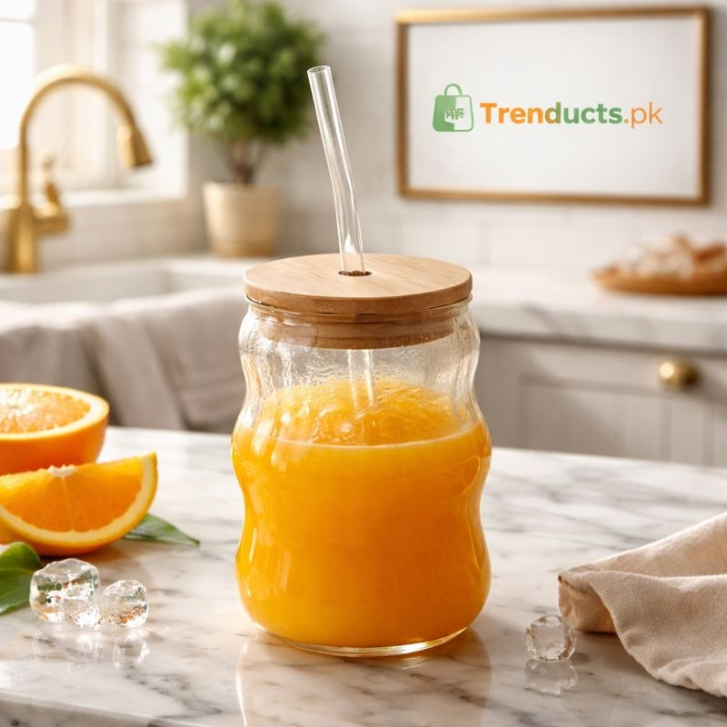 Ripple Glass Sipper - Aesthetic Wavy Glass Tumbler (450ml) IT