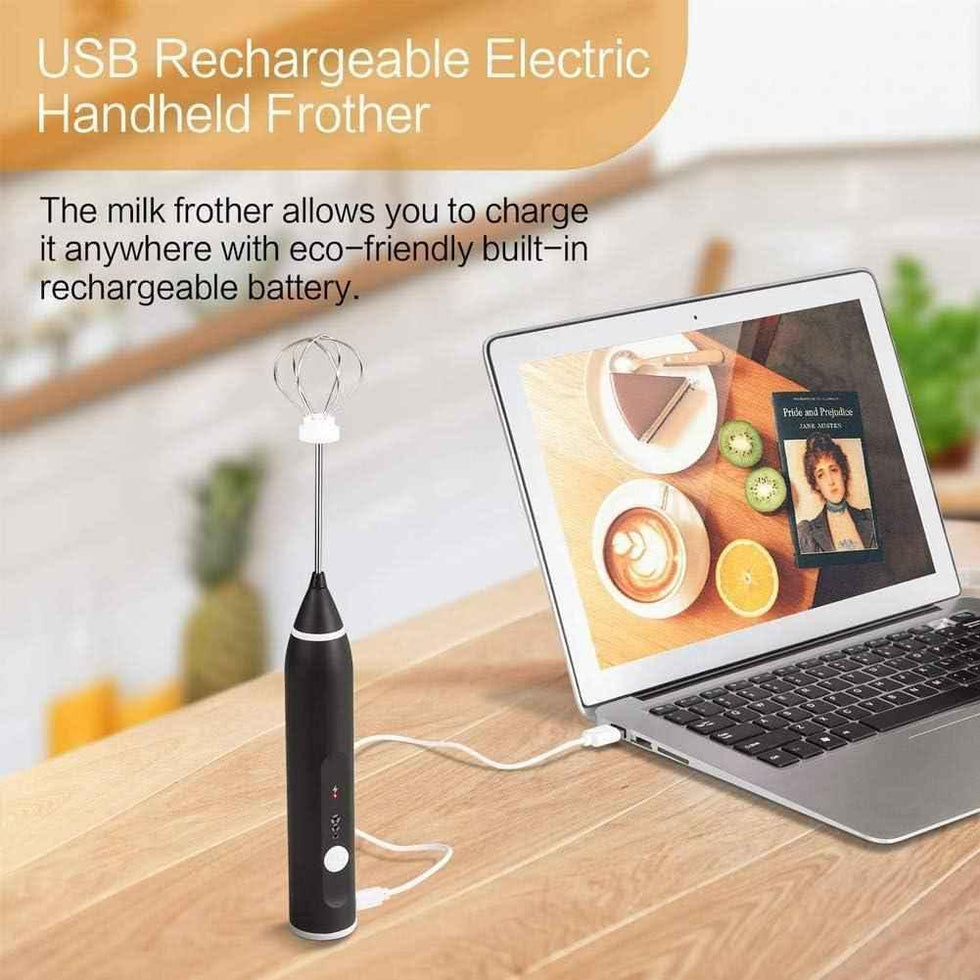 2 in 1 Portable Milk Frother and Egg Beater, USB Rechargeable Handheld Coffee Mixer and Kitchen Blender - Clarify.pk