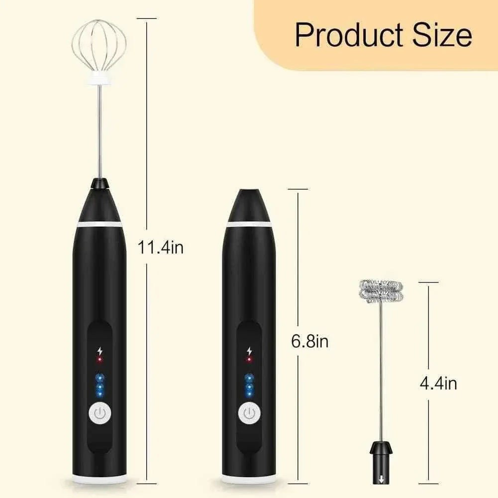 2 in 1 Portable Milk Frother and Egg Beater, USB Rechargeable Handheld Coffee Mixer and Kitchen Blender - Clarify.pk