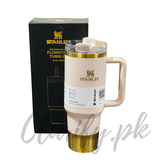 Stanley 40oz FlowState Tumbler – Cream & Gold Edition (Premium Quality) - Clarify.pk