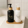 Luxury Bathroom Soap Dispenser Set with Bamboo Tray - Clarify.pk