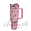 Premium Pink Floral 40oz Tumbler With Handle – 1200ml - Clarify.pk