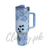 Premium Blue Leaf Sketch 40oz Tumbler With Handle – 1200ml - Clarify.pk