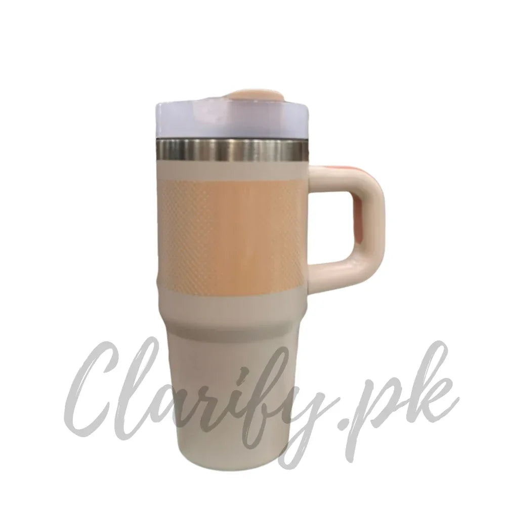 Premium 14oz 420ml Mini Tumbler – Cream Peach Texture Design - Clarify.pk