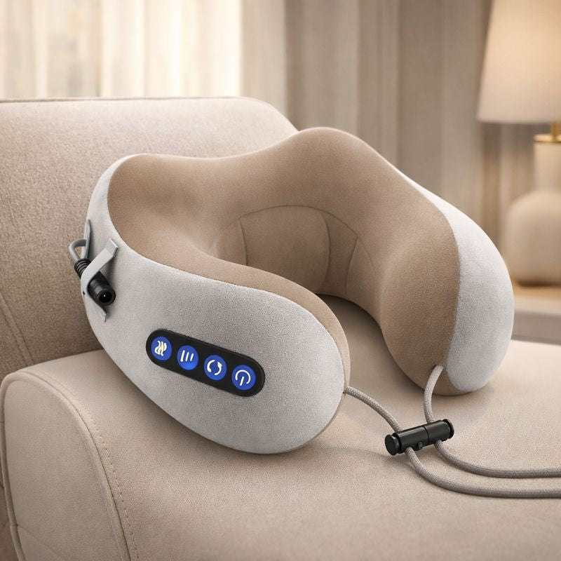 Electric Heated Travel Neck Pillow – Pain Relief Massager MT