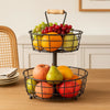 Binca Premium 2-Tier Fruit Basket – Luxury Matte Black Organizer MJ