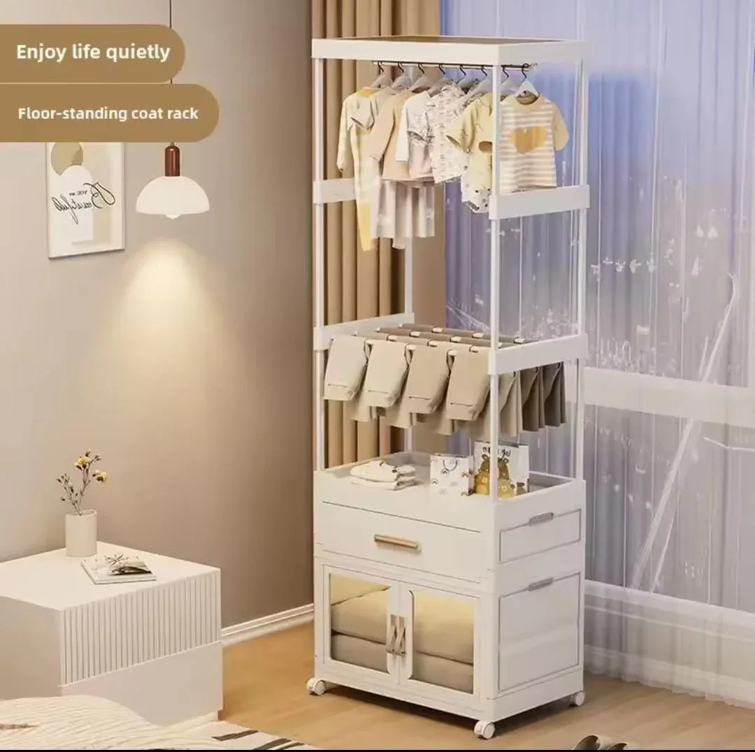 Portable Wardrobe with Cabinet & Hanger | Clarify.pk – Trenducts.pk