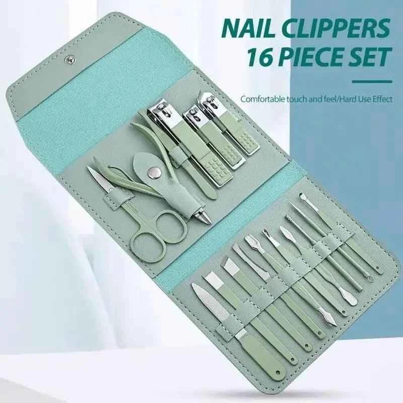 16-piece manicure pedicure set with case - Nail kit - Clarify.pk