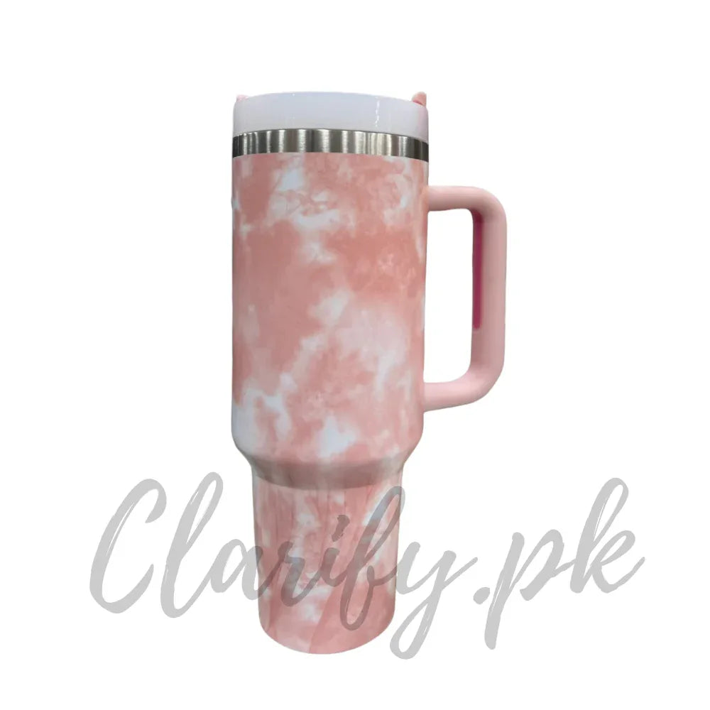 Premium Marble Pink 40oz Tumbler – 1200ml Water Bottle - Clarify.pk