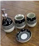 Luxury 4Pcs Black & White Bath Set – Modern Bathroom Décor - Clarify.pk