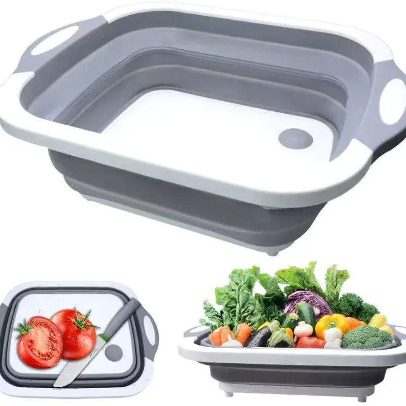 2 in 1 Cutting Board and Foldable Wash Basin - Clarify.pk