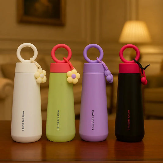 Cute Loop Handle Vacuum Flask – 450ml Insulated Bottle (Each) - Clarify.pk