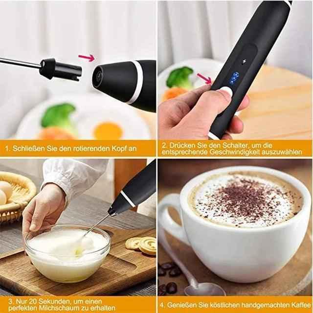 2 in 1 Portable Milk Frother and Egg Beater, USB Rechargeable Handheld Coffee Mixer and Kitchen Blender - Clarify.pk