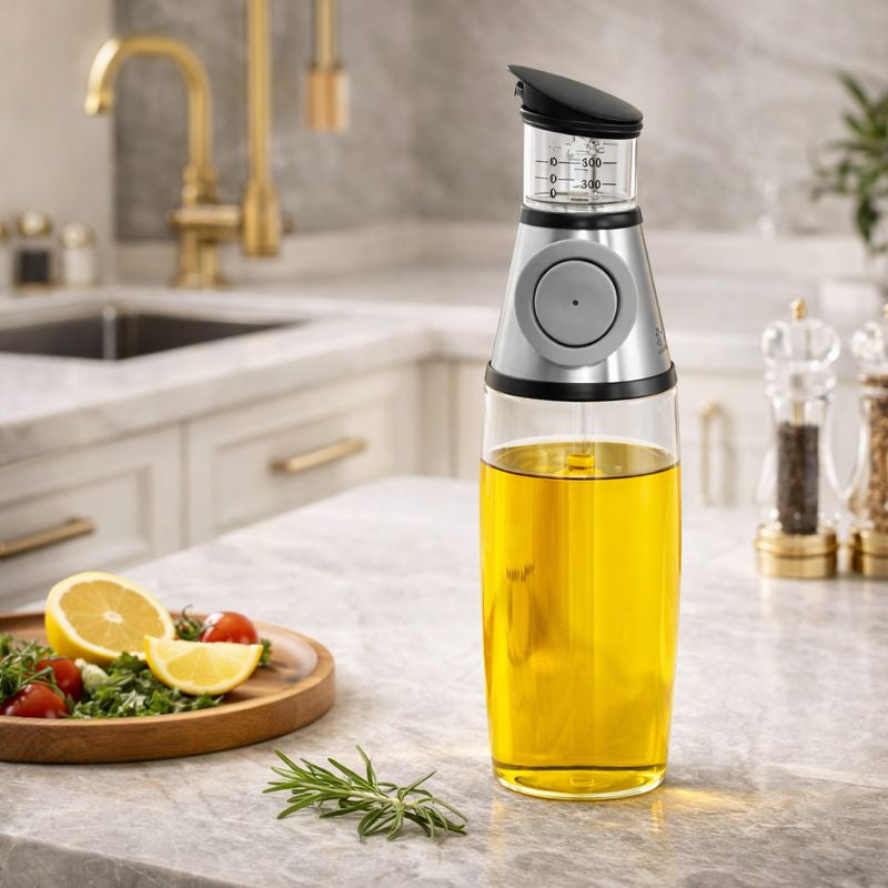 Press & Measure Oil Bottle 500ml – No Spill Control OS