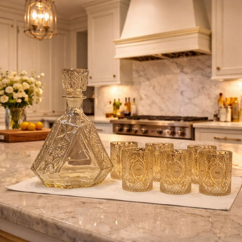 7pcs crystal decanter glass set with matching glasses