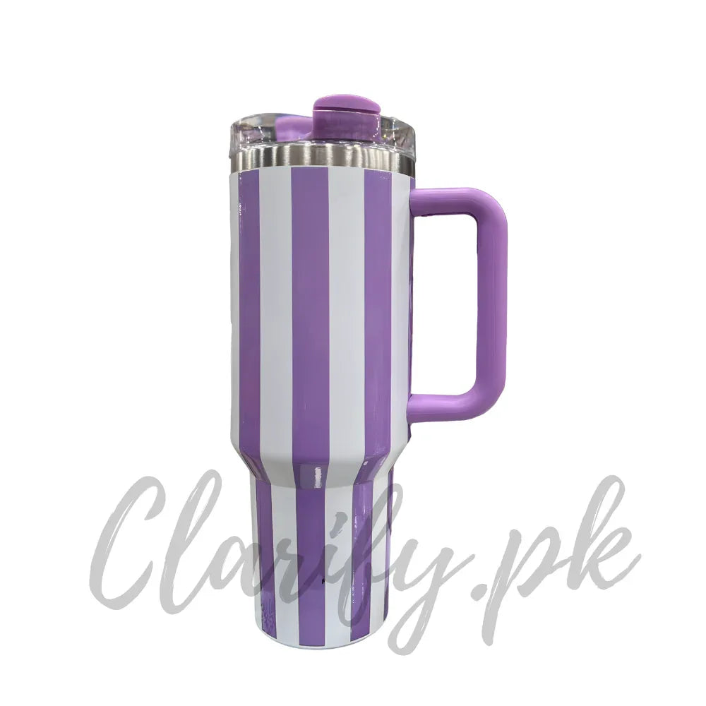 Premium Purple Stripe 40oz Tumbler – 1200ml Water Bottle - Clarify.pk