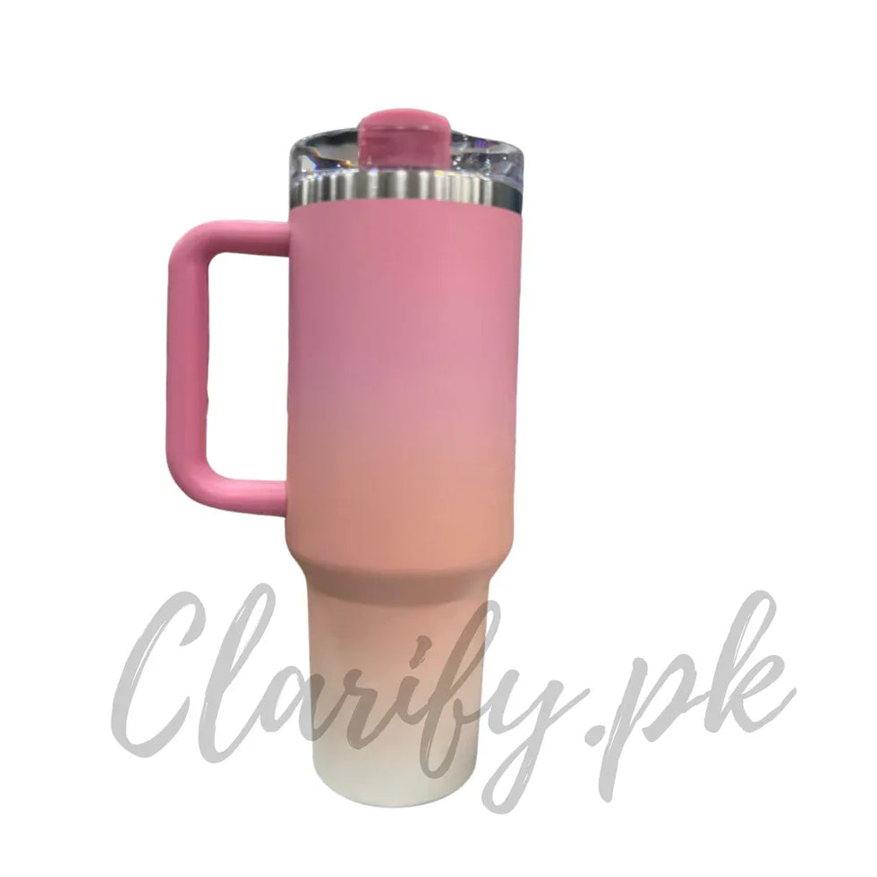 Premium Ombre Pink Peach 40oz Tumbler – 1200ml Water Bottle - Clarify.pk