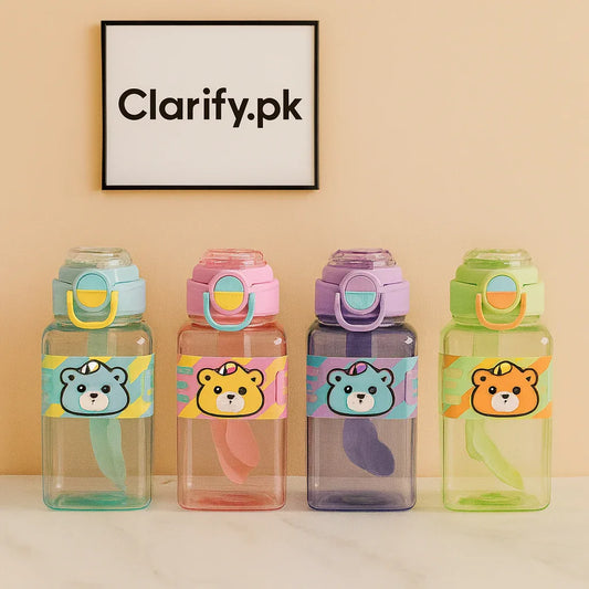 Colourful Bear Plastic Water Bottle – 700ml (Random Color) - Clarify.pk