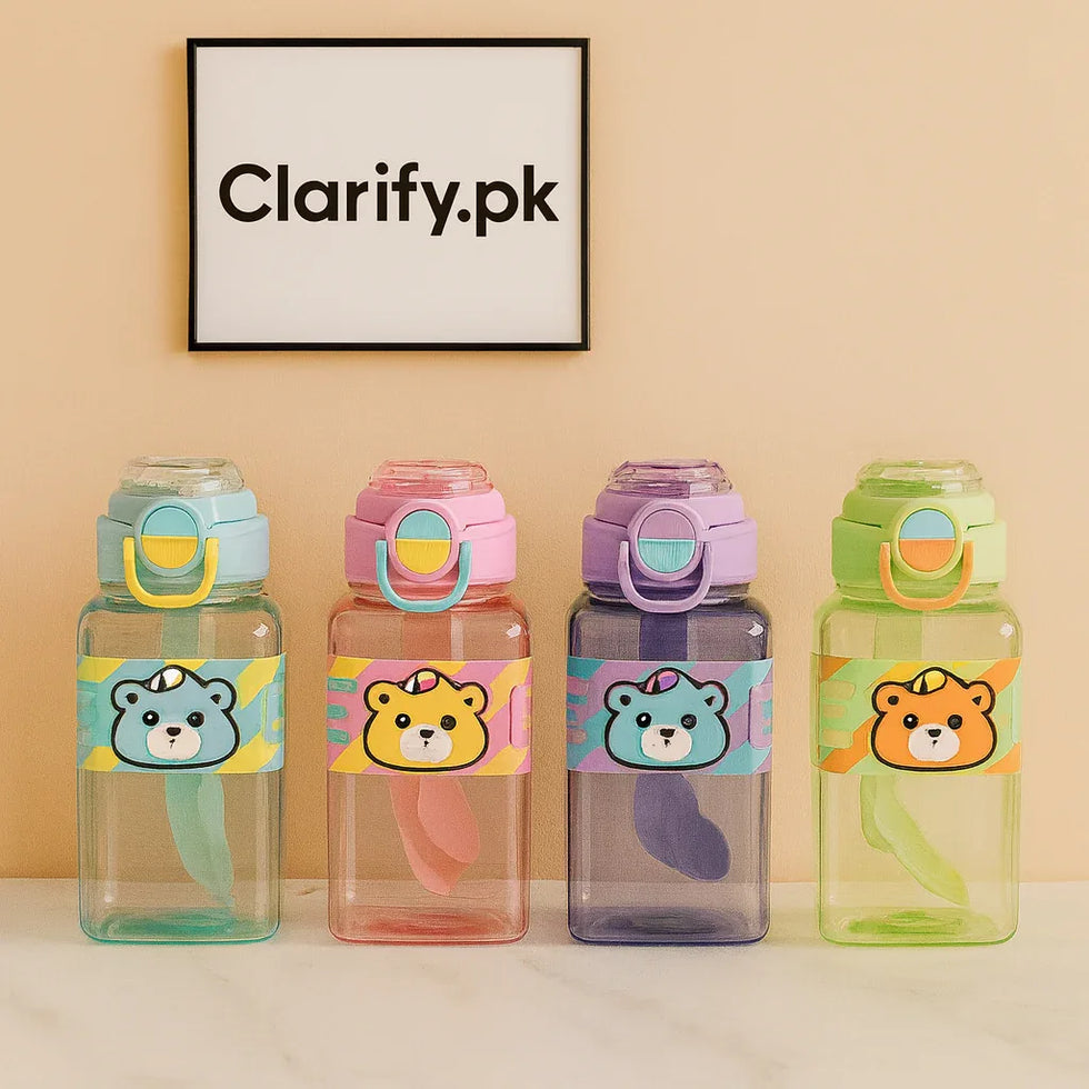 Colourful Bear Plastic Water Bottle – 700ml (Random Color) - Clarify.pk