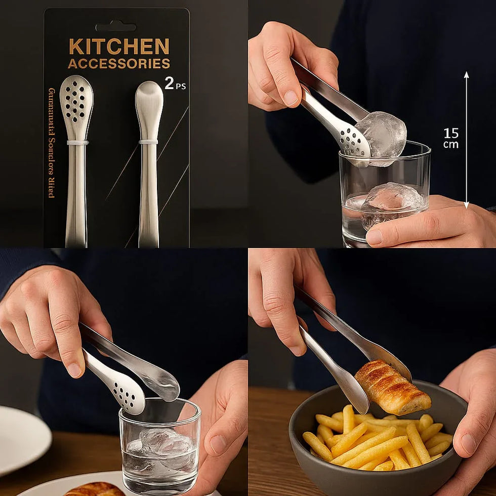 Pack of 2 Mini Tongs – Stainless Steel Kitchen & Serving Clips - Clarify.pk