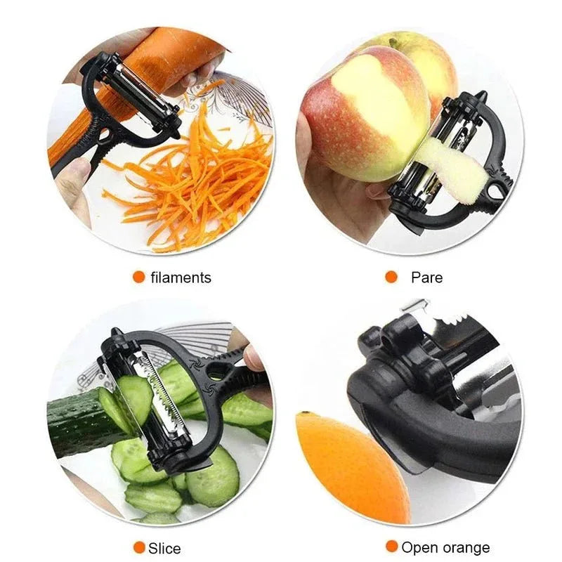 3-in-1 Vegetable & Fruit Peeler – Multi-Functional Rotary Grater Cutter - Clarify.pk