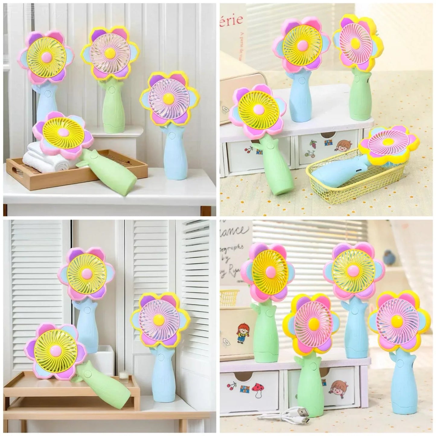 Flower Design Hand Fan – Cute Portable USB Mini Fan - Clarify.pk