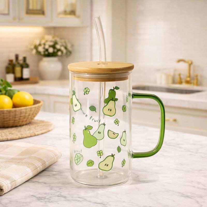 Transparent Glass Mug with Lid – Minimalist Clarity MJ
