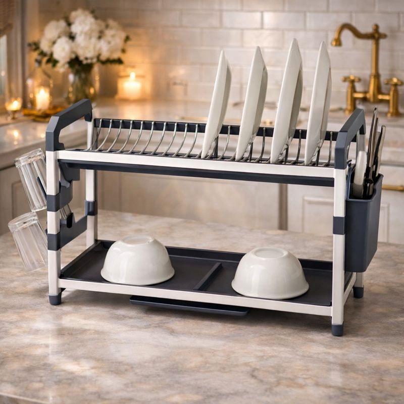 Binca 2-Tier Aluminium Dish Rack – Rust-Proof Modernity MJ