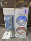 Rechargeable Mist Fan - Dual Spray with Automatic Rotation and Lighting Effects - Clarify.pk