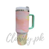 Premium Pastel Abstract Brush 40oz Tumbler – 1200ml Mint Handle - Clarify.pk