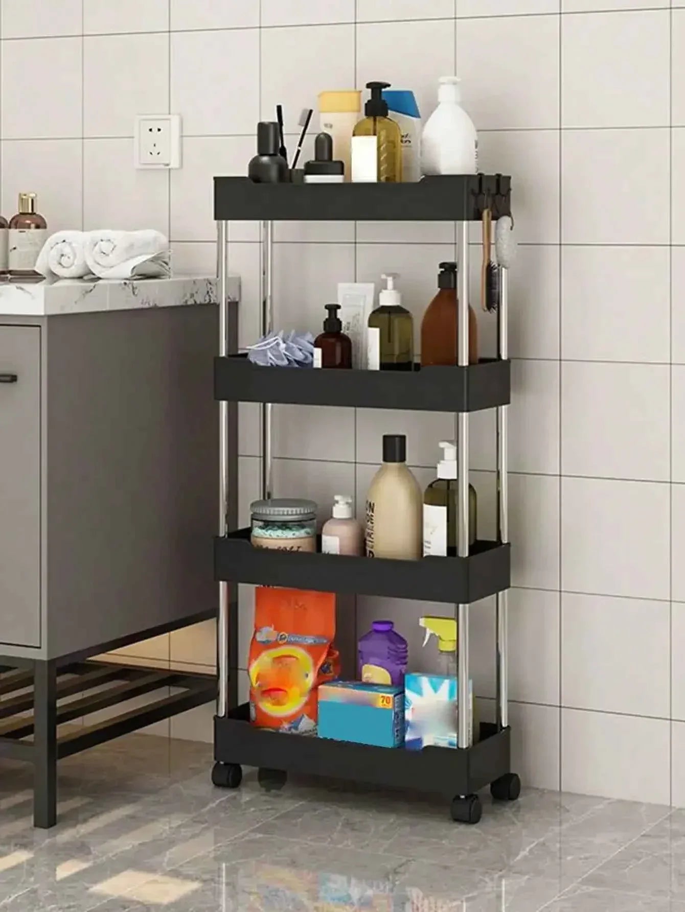 4 Tier Slide Organizer Shelf for Kitchen Storage - Clarify.pk