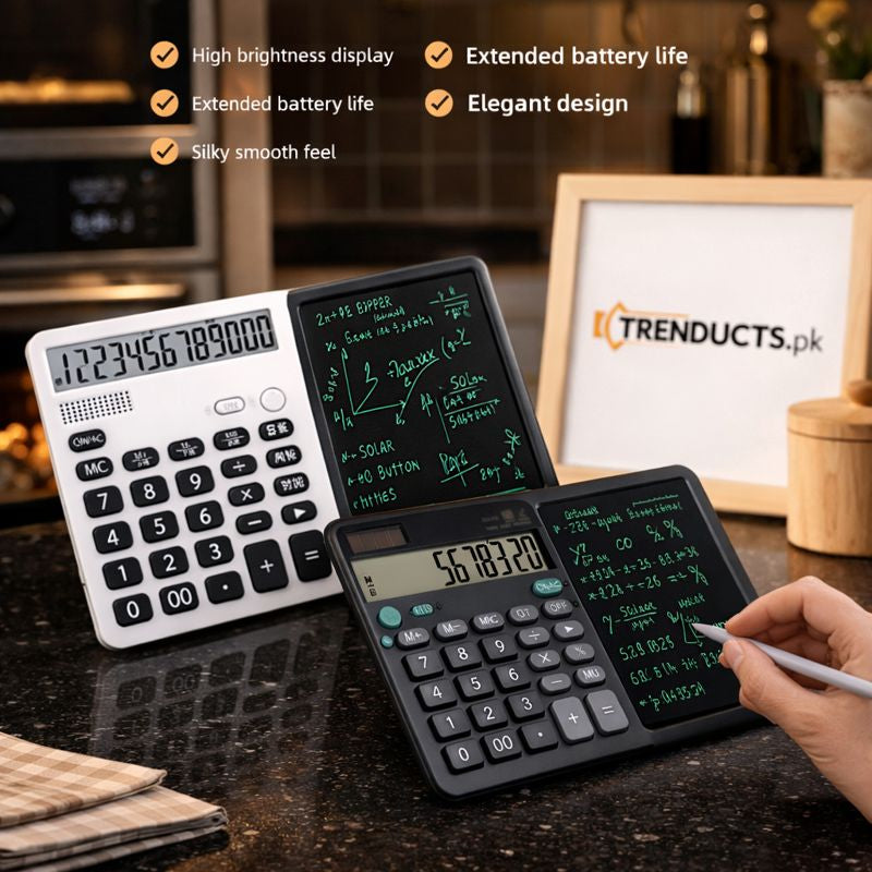 12-Digit LCD Desktop Calculator with Integrated Writing Tablet SRL