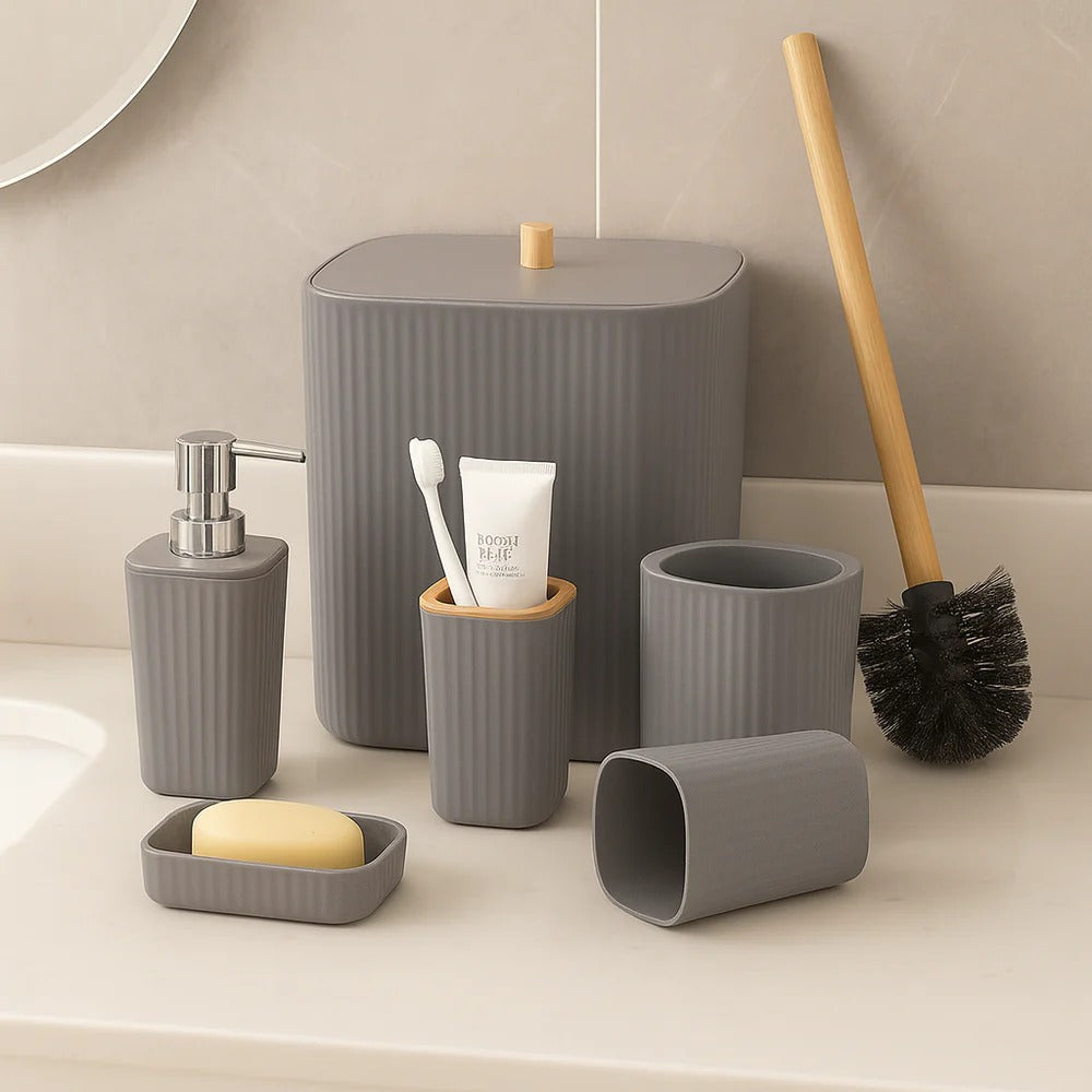 Premium 6-Piece Bathroom Accessory Set – Sophisticated Slate Grey MJ