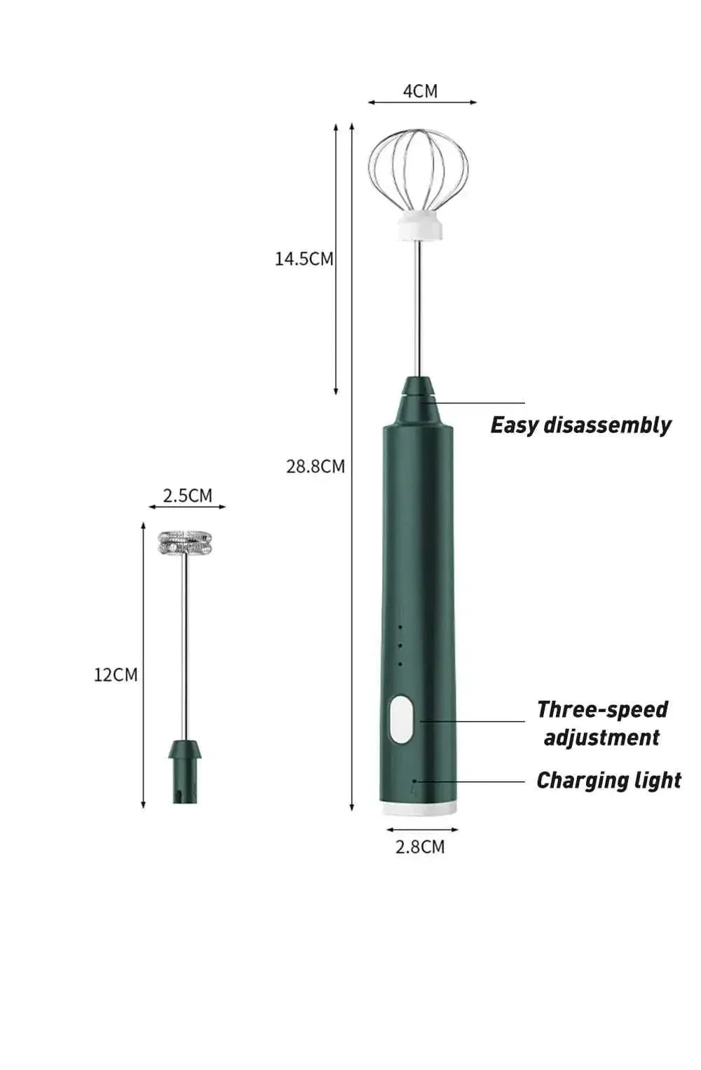 2 in 1 Portable Milk Frother and Egg Beater, USB Rechargeable Handheld Coffee Mixer and Kitchen Blender - Clarify.pk