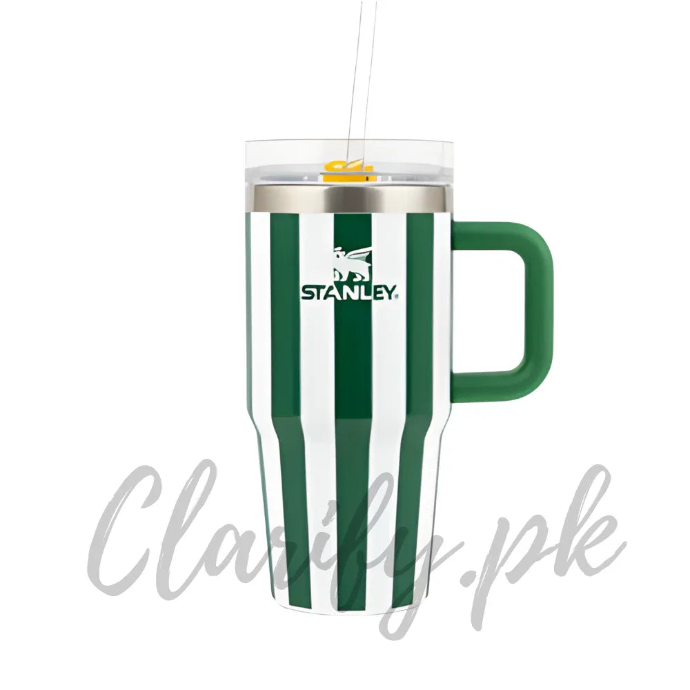 Stanley Style Green Striped Tumbler – Premium Quality - Clarify.pk
