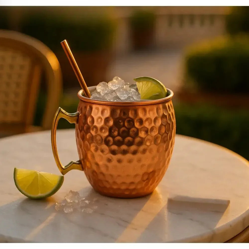 500ml Copper Cocktail Mug with Hammered Finish - Clarify.pk