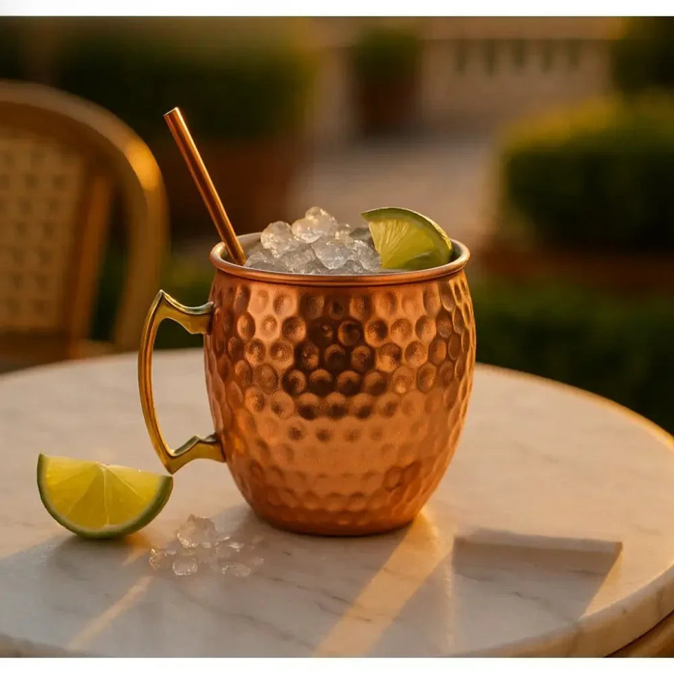 500ml Copper Cocktail Mug with Hammered Finish - Clarify.pk