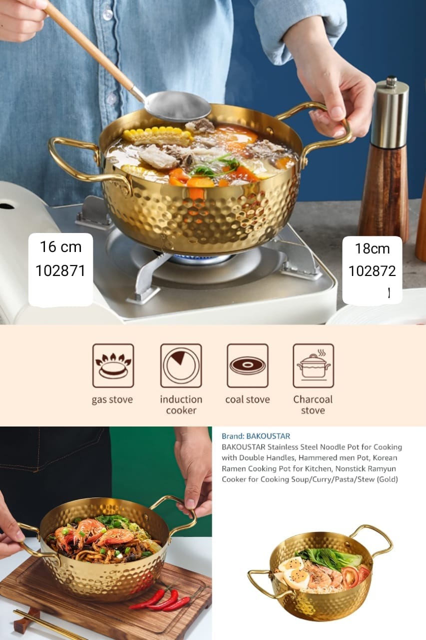 Stainless Steel Cookware Pot – Golden Finish - Trenducts.pk