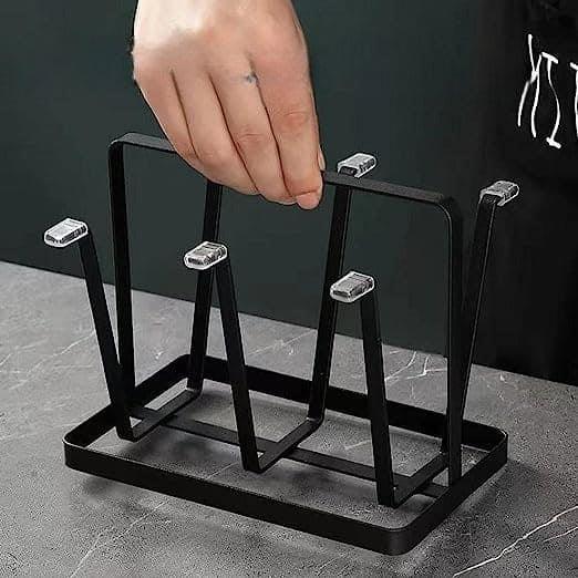 6 Hooks Iron Glass Stand Holder for Home Organizer and Decor - Clarify.pk