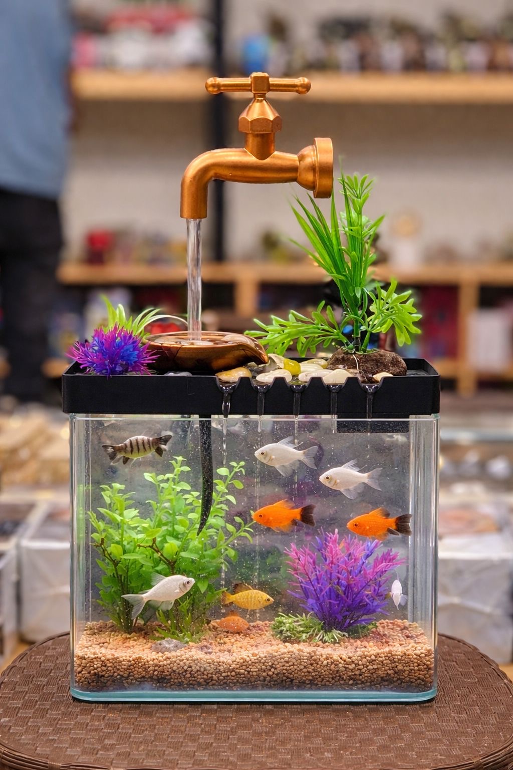 Electric Fish Aquarium Fountain – LED Desktop Water Feature ZZ